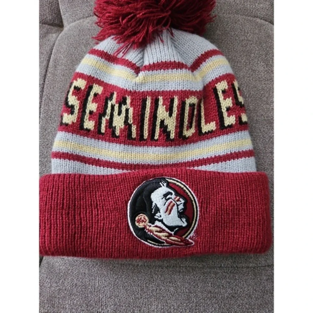 New Era Florida‎ State Seminoles Youth Beanie Hat Knit Pom FSU Garnet Gold